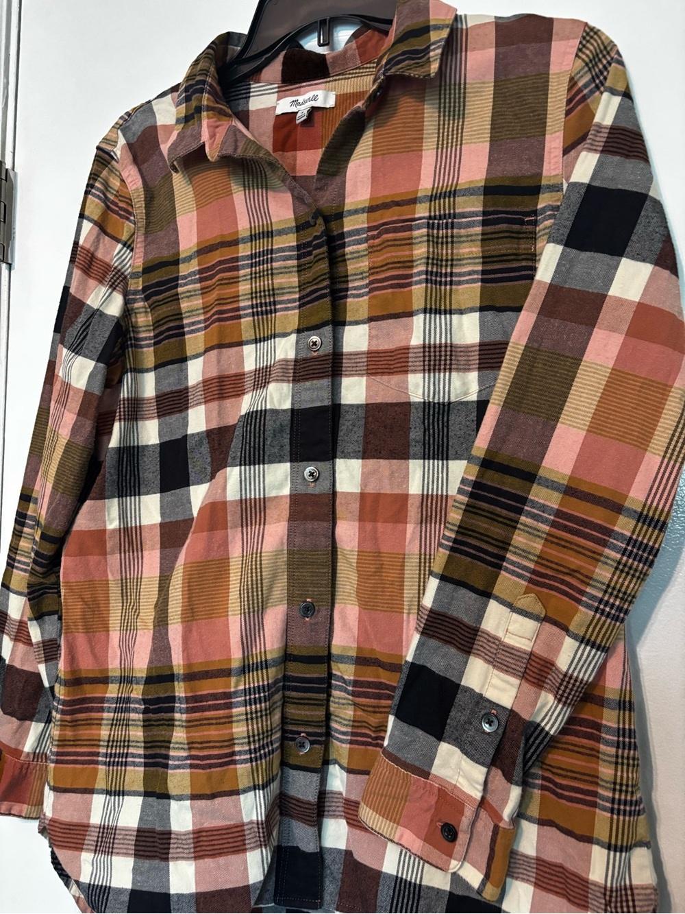 Madewell Plaid Button-Down Shirt - Rust, Pink, Cream, Black Medium